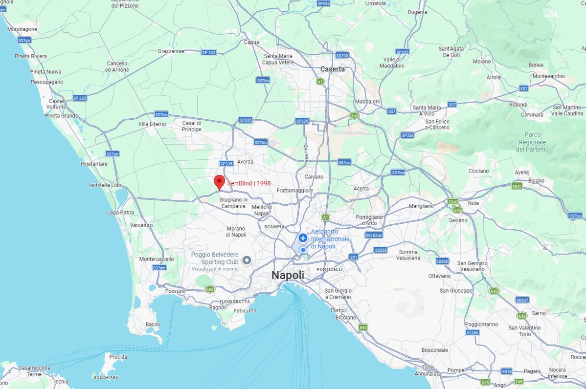 Mappa della sede SerrBlind a Giugliano in Campania, Napoli e hinterland